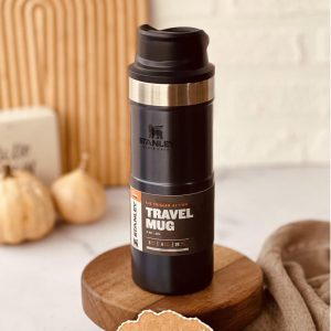 تراول ماگ استنلی 350 میل سورمه ای دکمه ای