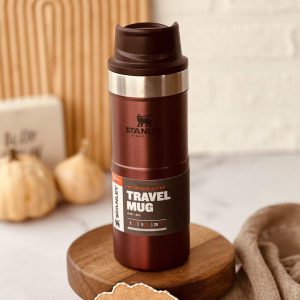 تراول ماگ استنلی 350 میل زرشکی دکمه ای