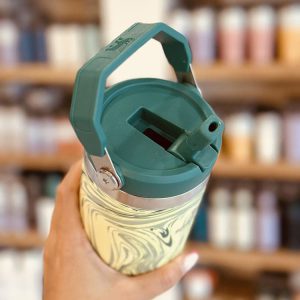 تراول ماگ نی دار استنلی آبرنگی سبز مدل FLIP STRAW TUMBLER