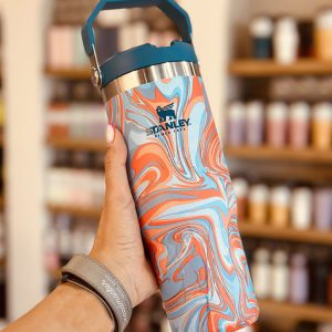 تراول ماگ نی دار استنلی آبرنگی نارنجی مدل FLIP STRAW TUMBLER