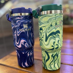 تراول ماگ نی دار استنلی آبرنگی سبز مدل FLIP STRAW TUMBLER