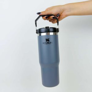 تراول ماگ نی دار استنلی طوسی تیره مدل FLIP STRAW TUMBLER