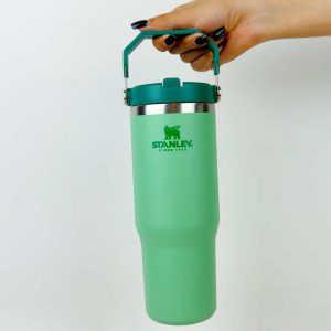 تراول ماگ نی دار استنلی سبز تیره مدل FLIP STRAW TUMBLER