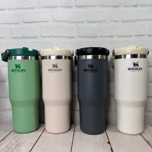 تراول ماگ نی دار استنلی طوسی تیره مدل FLIP STRAW TUMBLER