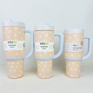 ماگ استیل آمریکایی طرح شکوفه برند ello حجم 850 میل